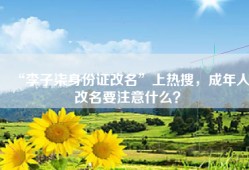 “李子柒身份证改名”上热搜，成年人改名要注意什么？