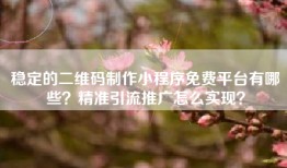 稳定的二维码制作小程序免费平台有哪些？精准引流推广怎么实现？